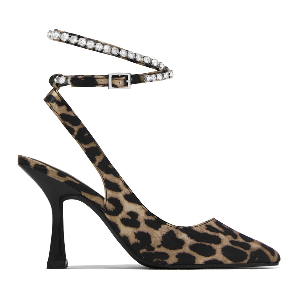 ✨Brand New✨ Leopard Slingback Heals Embellished Ankle Strap- Miss Lola🐆